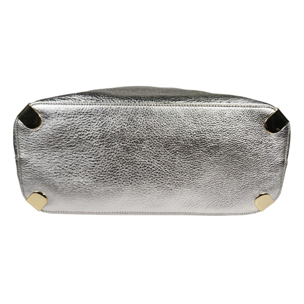 Vince Camuto Silver Leather Tote Bag Womens Metallic Shoulder Handbag - Picture 4 of 15